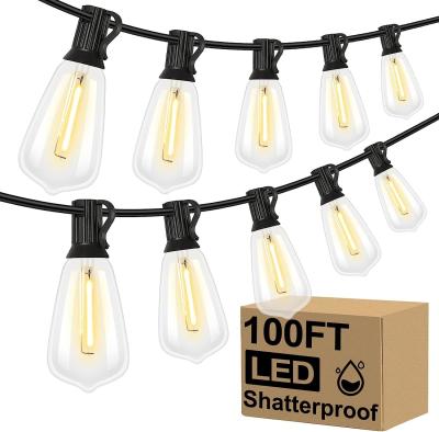 LED Outdoor 100FT  52 Shatterproof ST38 Vintage Edison Patio Bulbs String Lights