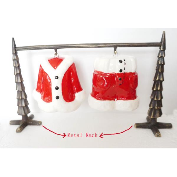 Hand Painted Ceramic Salt And Pepper Shakers Pots Christmas Santa Coat and Pant Dolomite