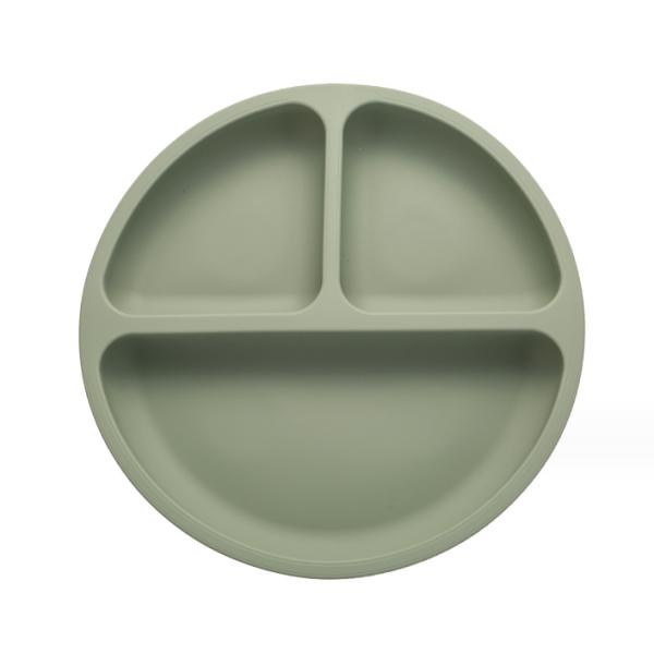 Soft Food Grade Silicone Baby Feeding 3 Divided Plate for Kids Design Style None