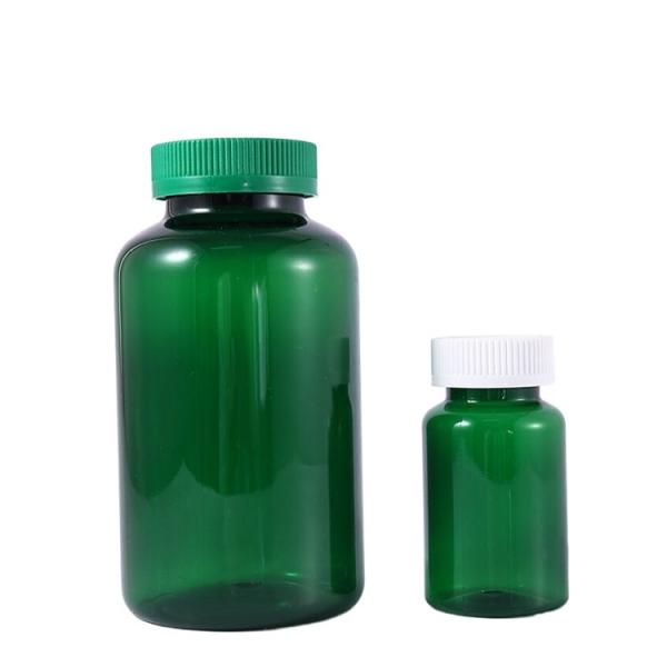 Custom Green PET 150cc 750cc Plastic Jar Medicine Bottle Pill Vitamin Plastic Bottle With CRC Screw Cap Capsule Bottle
