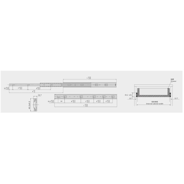 Полное расширение 3 - холоднокатаная сталь скольжения 45mm ящика шарикоподшипника створки