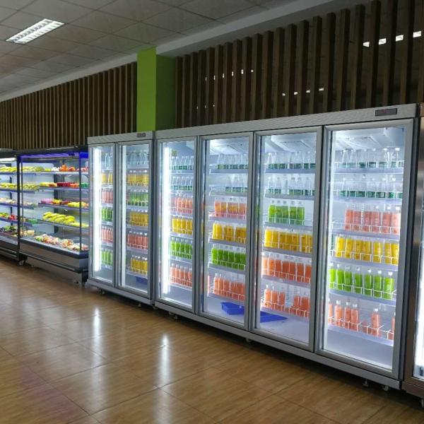 Display de porte verticale de verre congélateur réfrigérateur commercial de supermarché