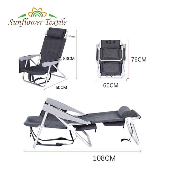 65*57*83cm Folding Lounge Beach Chair Aluminum Tube 600D Oxford Cloth Plastic Handrail