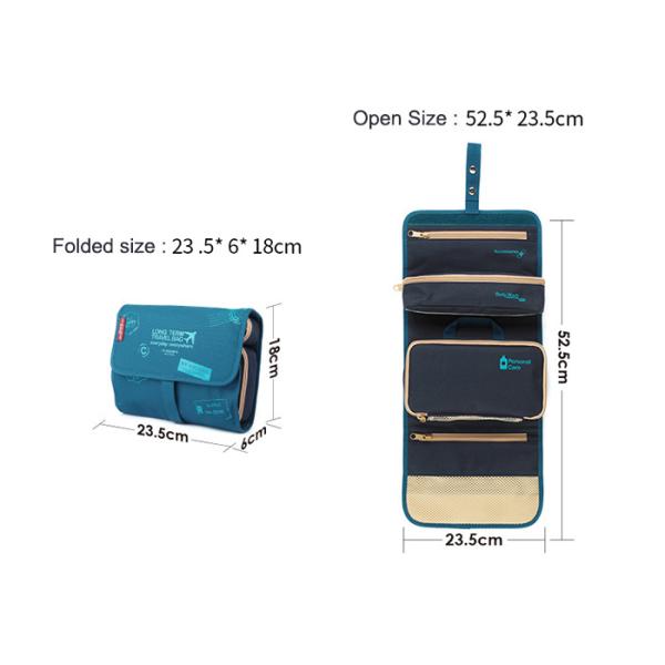 Large Custom Hanging Folding Toiletry Bag , Travel Organizer Cosmetic Bag For Women