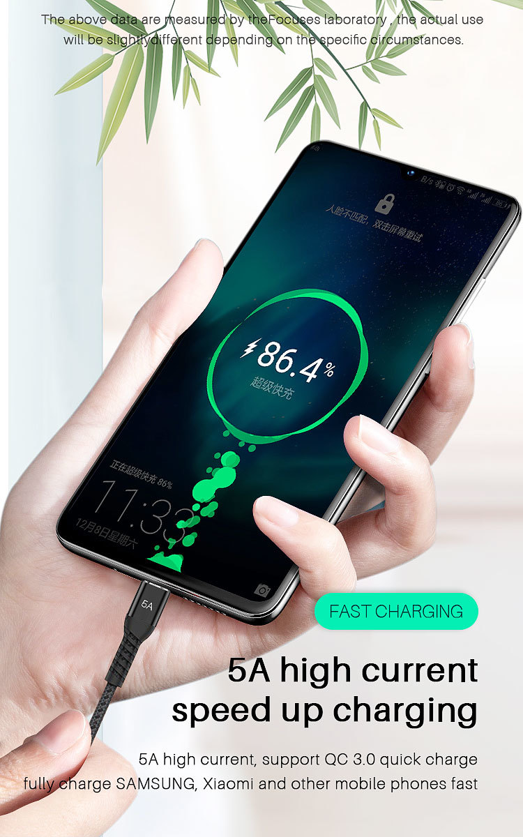 5A 100W Quick Charge USB A To Type-C Cable 10Gbps OEM