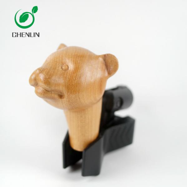 Cat Head Wooden Umbrella Handle Hand Carved Crack Resistant
