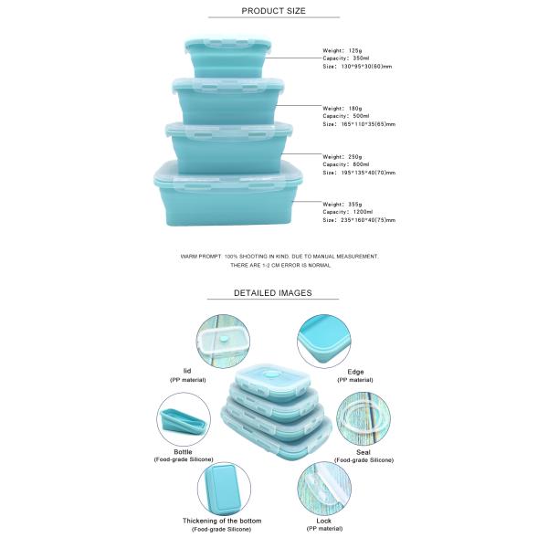 Коробка для завтрака Bpa свободная 550ml 1L 3L располагаясь лагерем складная