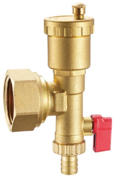 6019 Brass End Piece With G1 Felxible Female Nut For Hot Forged Supply Manifold Air-Vent And Draining Valve Integrated