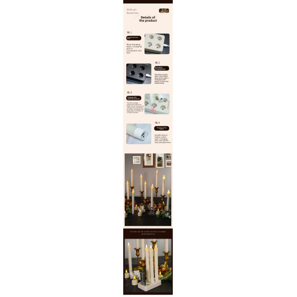 Rechargeable Remote Control Flame-Free LED Candle with Timer and Charging Base for Safe Home Decoration