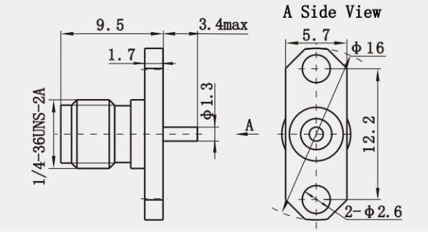 Série K ((2.92mm) Conector RF de montagem de flange feminino de latão com microstrip