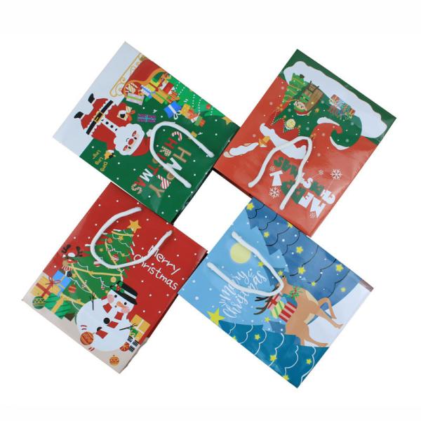 Saco de papel alegre 19*9*23cm do Xmas Santa White Cardboard Food Packaging