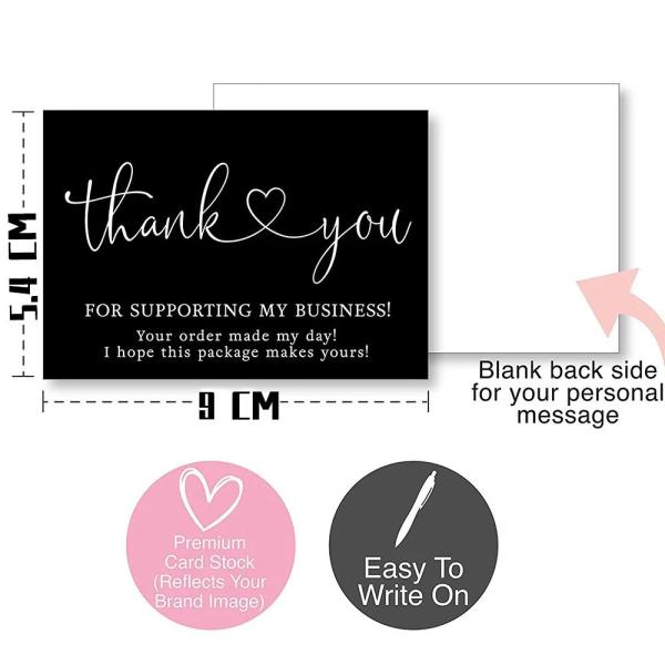 Papel offset personalizado Negro de negocios Tarjeta de agradecimiento para mi pequeña empresa