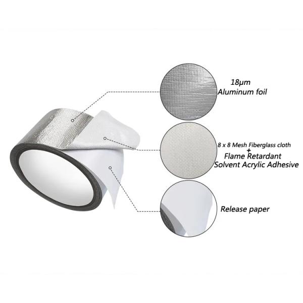 Fireproof HVAC Thermal Insulation Aluminium Tape Heat Resistant Fiberglass Cloth Tape