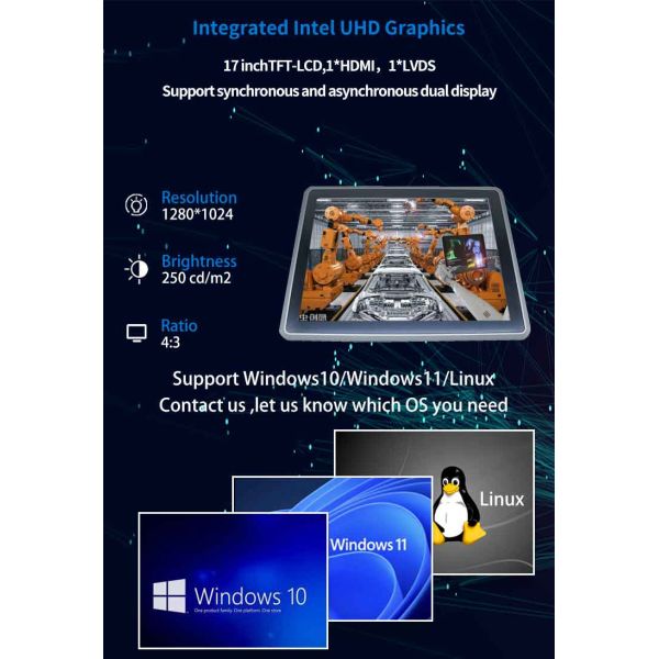 17 Inch Industrial Rugged Resistive Touch Screen Panel PC for Self-Service Kiosk