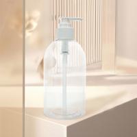 500 ml Transparente cilíndrico Liso com bomba branca para frasco de loção de shampoo