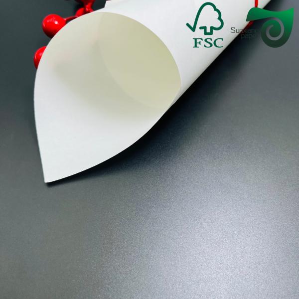 Custom Disposable Kraft Paper Wrapper For Dessert Ice Cream Cones White Coated Cardboard