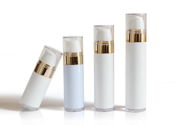 Recycle Elegant Solid White Airless Cosmetic Bottles Silkscreen Printing Surface