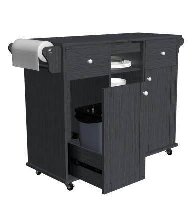 Bespoke Reclaimed Wood Kitchen Island Black Color With Cabinets