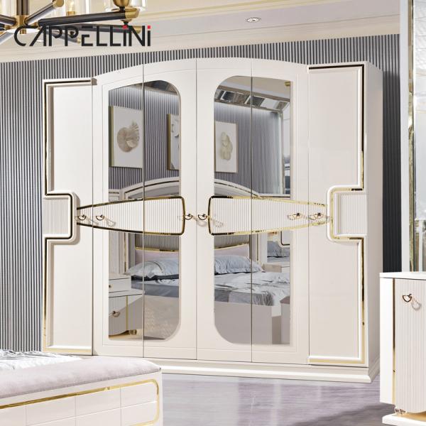 Wholesale Price King Size Double Leather Bed Suite Master Room Home White Full Wooden Mdf Luxury Bedroom Furniture Set