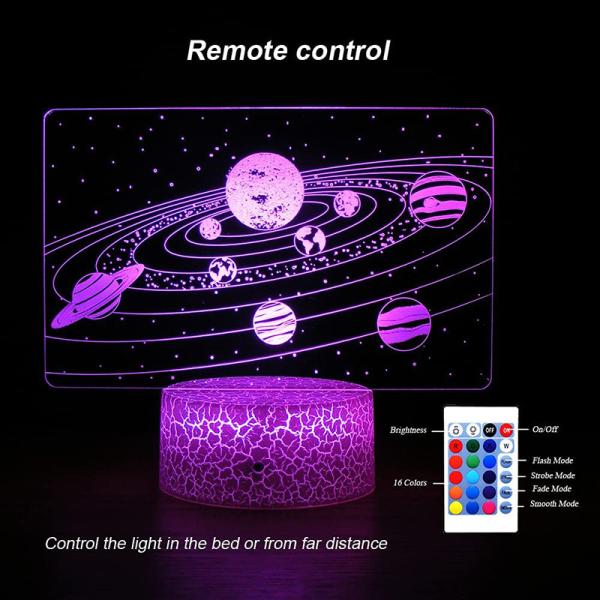 DC5V 3W 3D LED Night Light 16 Colors Galaxy Night Light Solar System