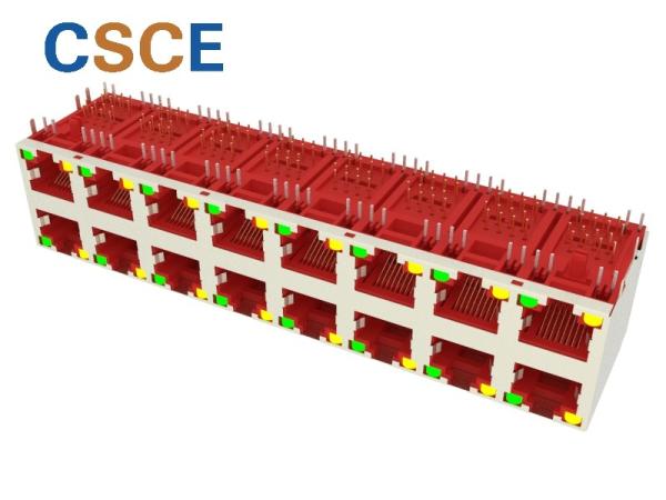 125v 2x8 Ports RJ45 Female Connector Pcb Modular Jack 90 Degrees