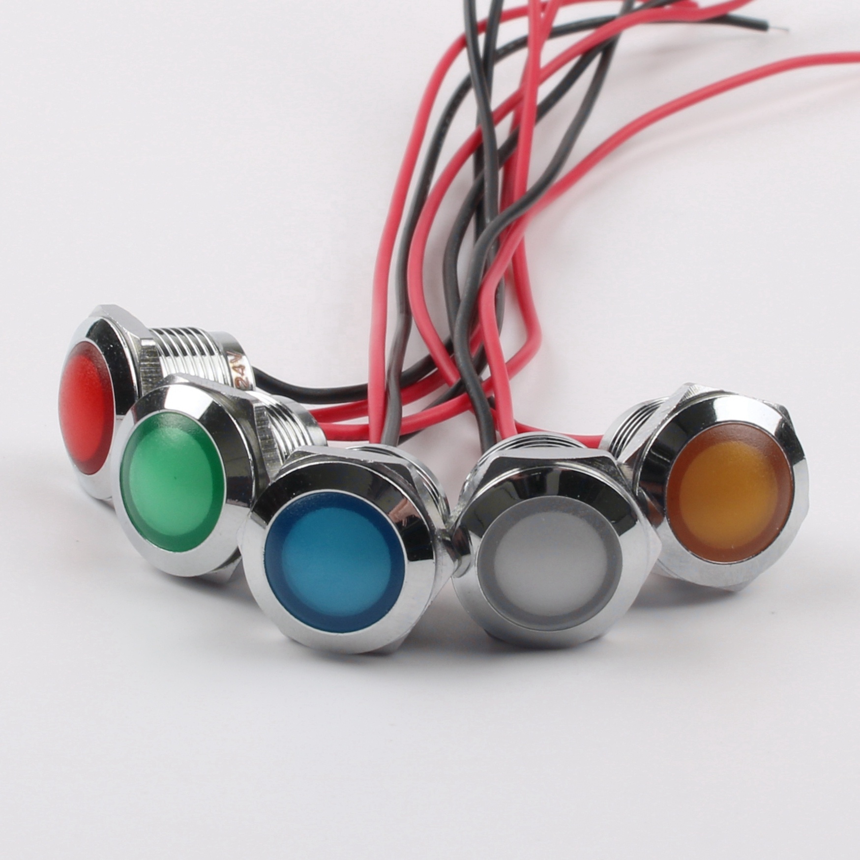 12mm Metal Indicator Light Spherical Short Style Waterproof Industrial Control Equipment CE Certified Soft LED Red Green Orange