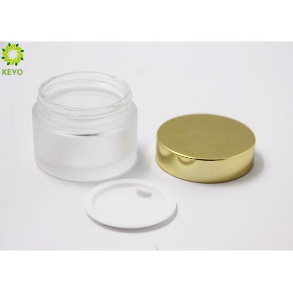 Frosted Glass Cosmetic Cream Jar 30ml With Golden Aluminum Screw Lid