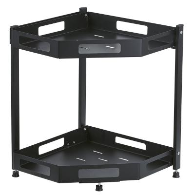 Black Kitchen Storage Shelves 2 Tier Corner Bathroom Countertop Organizer