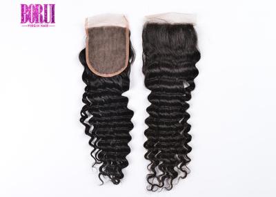 Luz profunda do fechamento 4*4 do laço do cabelo humano da onda - não bronzeie nenhum não tangling nenhum derramamento