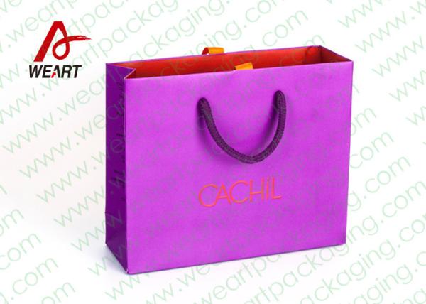 Small Purple Coloured Paper Party Bags With Handles 110 * 50 * 190mm