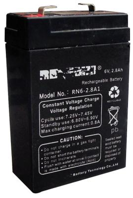 Emergency Lighting 2.8ah 6V Lead Acid Battery 99.994% Purity Lead