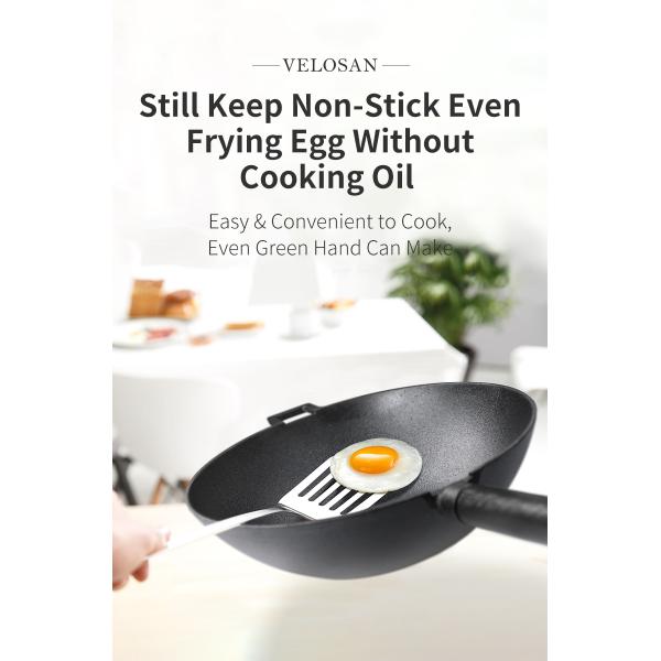 Family 12.5inch Stir Fry Pan Wok 32cm Frying Pan For Induction Hob ILAG Coating