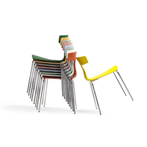 Yellow Metal Patio Dining Chair Curved Backrest Lightweight