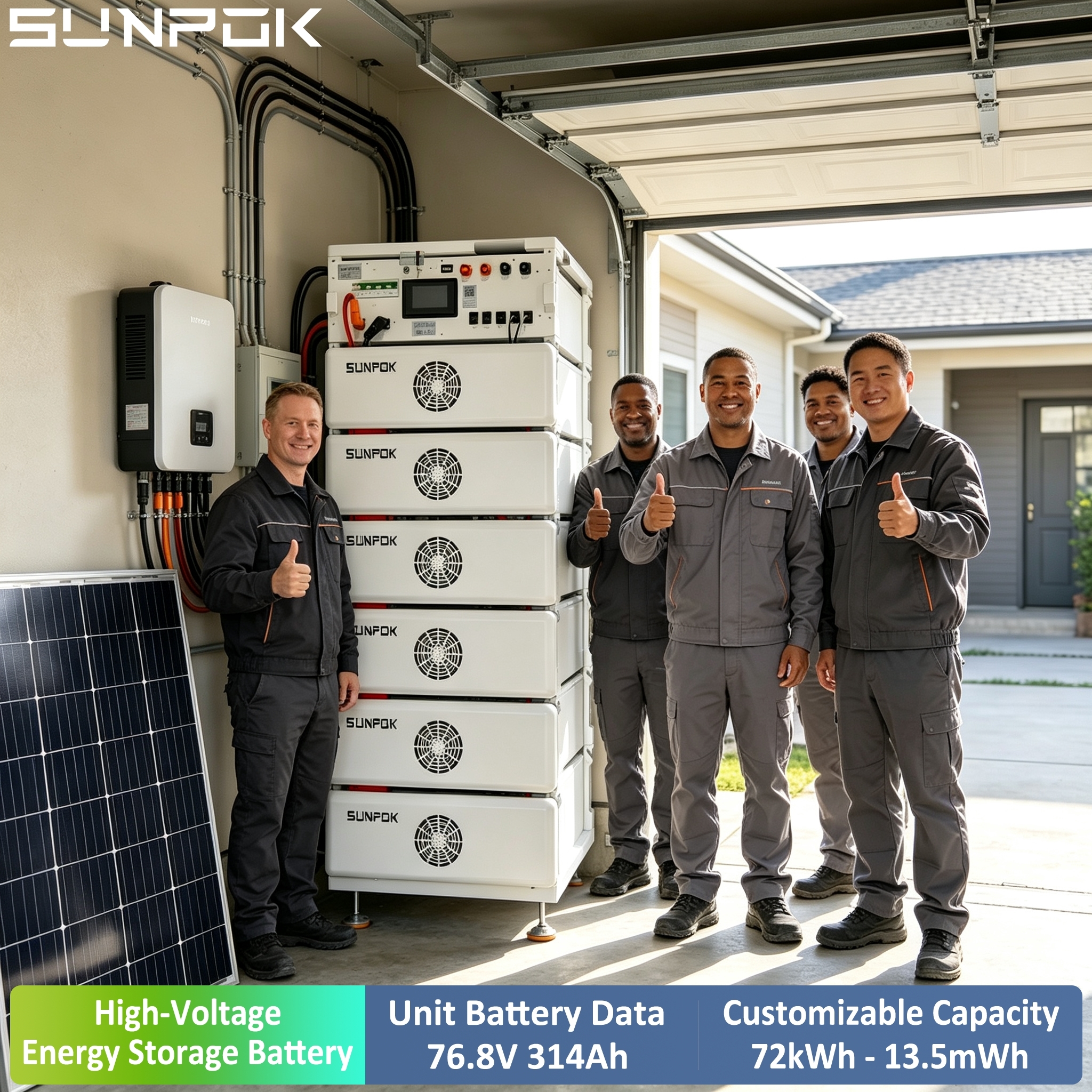 Sunpok Uninterruptible Power Supplies 24.12kWh 314Ah 76.8V High Voltage Solaire