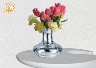 Potenciômetros de flor de prata decorativos do vaso da tabela da peça central de Polystone do vidro de mosaico