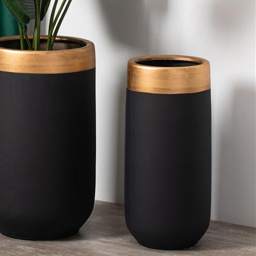 New Design Home Balcony Decorative Porcelain Luxury Planter Black Matte Ceramic Flower Pot For Gardening
