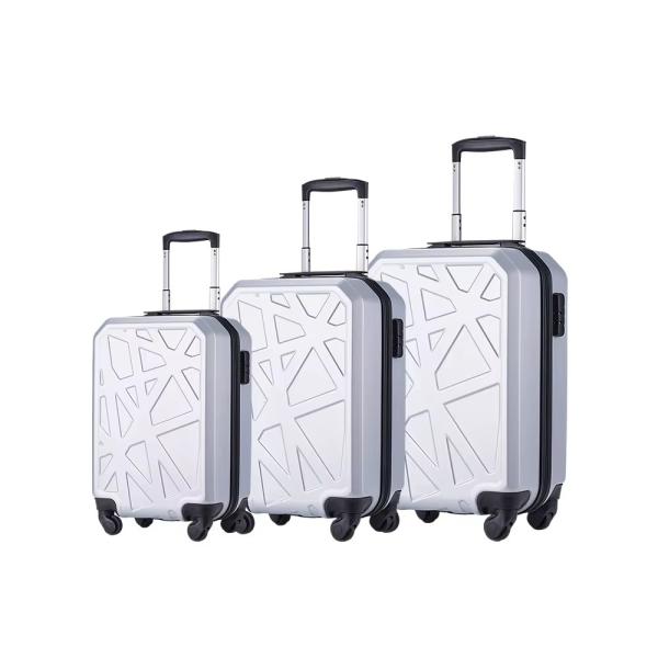 4 Spinner Wheels Silver Bird Nest Design Hard Shell Trolley Suitcase Set with Telescopic Handle and Luxury Travel Bags