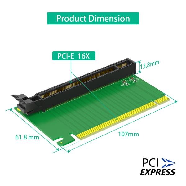 ZYX PCIe 16X 3.0 90 Grados Tarjeta de elevación inversa para servidor 2U