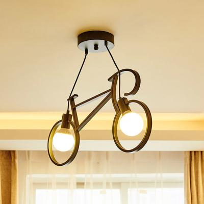 Luz interior criativa 9w do pendente da bicicleta do diodo emissor de luz para o branco do preto do balcão do quarto