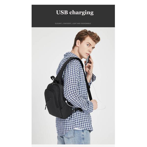 7.9 Inch IPAD USB Charging Shoulder Travel Sling Bag 18*10*30cm