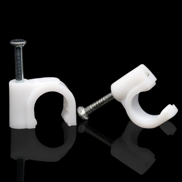 Good Quality Factory 12MM Round Cable Clips Flat Nail Clip Cable Plastic Clips
