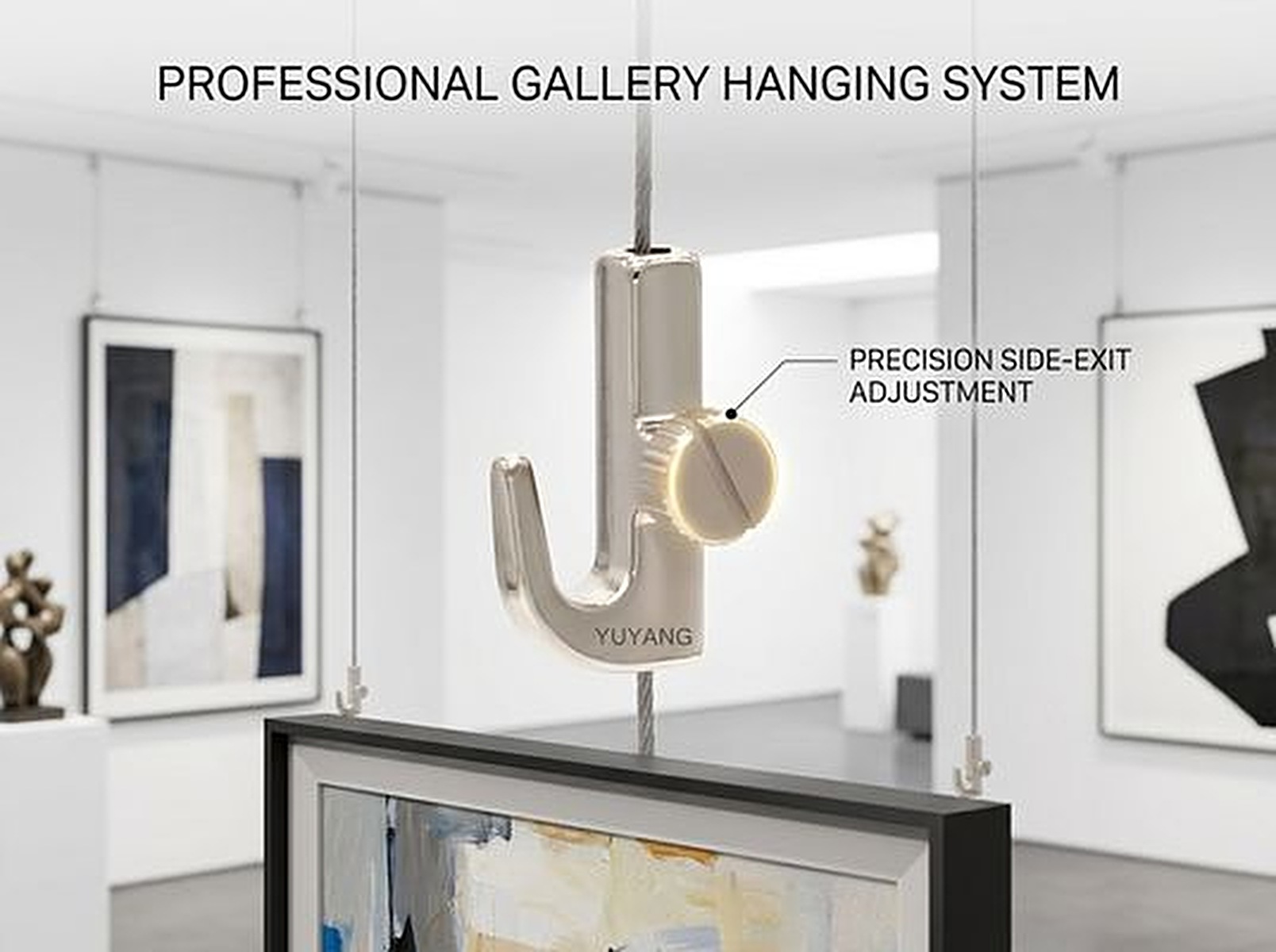 J-Type Brass Adjustable Wire Rope Clip with Hook Gripper, Hanging Kit for Lights, Art Frames, Pictures & Panels