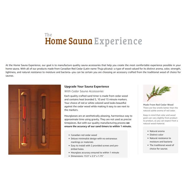 Traditional Luxury Cedar Wall-Mounted Rotating Sauna Sand 15 Minute Timer Choose Your Sand Colored White