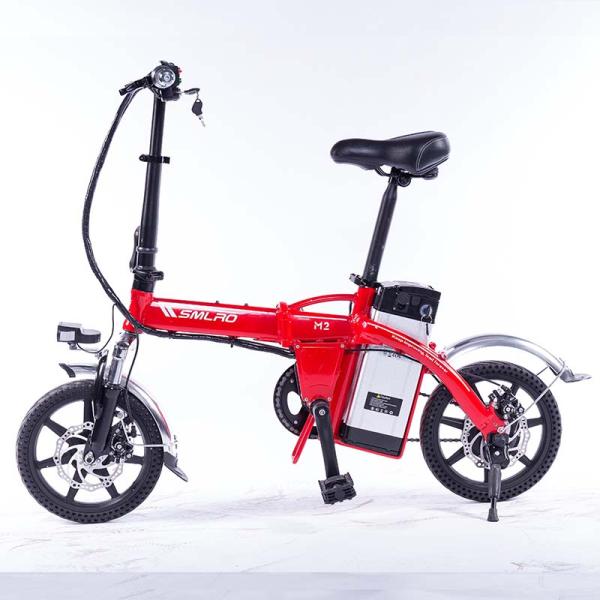 Red 14 Inch Portable Electric Bike , Mini Electric Touring Bike One Speed
