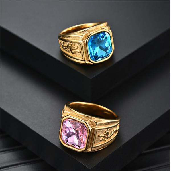 Hombres 316 Anillo de acero inoxidable Joyería Oro Color Revestido Tamaño personalizado