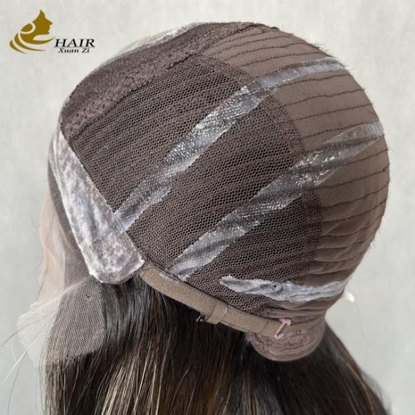 Peluca delantera de encaje liso sin pegamento de cabello humano vietnamita con silicona