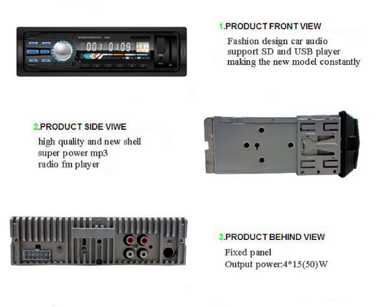 DC 12V Car Audio MP3 Cd Player 87.5 - 108.0 MHZ FM Frequency Range With Radio Function