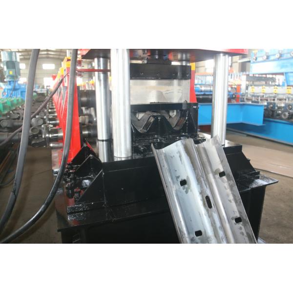 Steel Highway Guardrail Roll Forming Machine PLC Control With 3 - 4mm Thickness