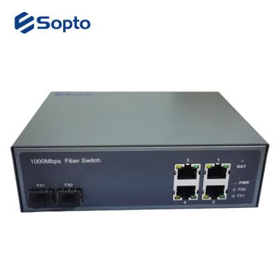 2 Fiber 4 UTP Ports 10/100/1000M Ethernet Media Converter