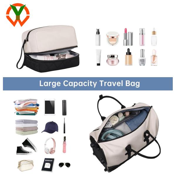 21 Inch Large Capacity Rolling Travel Bag With Shoe Compartment And Wheels For Women